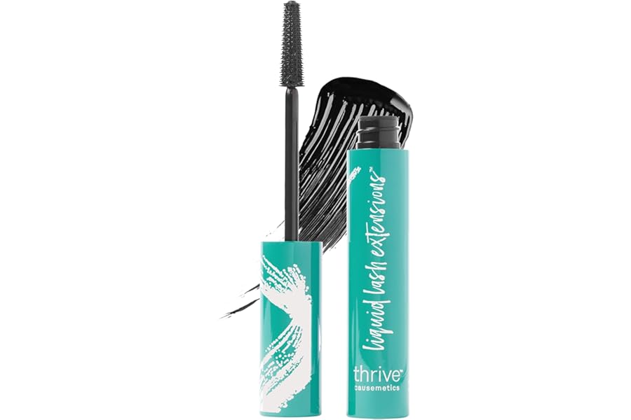 Thrive Causemetics Liquid Lash Extensions Mascara, Tubing Thrive Mascara Lengthening, Volumizing & Curling, Smudge Proof, Washable, No Clumping or Flaking, Vegan & Cruelty Free, Brynn (Rich Black)