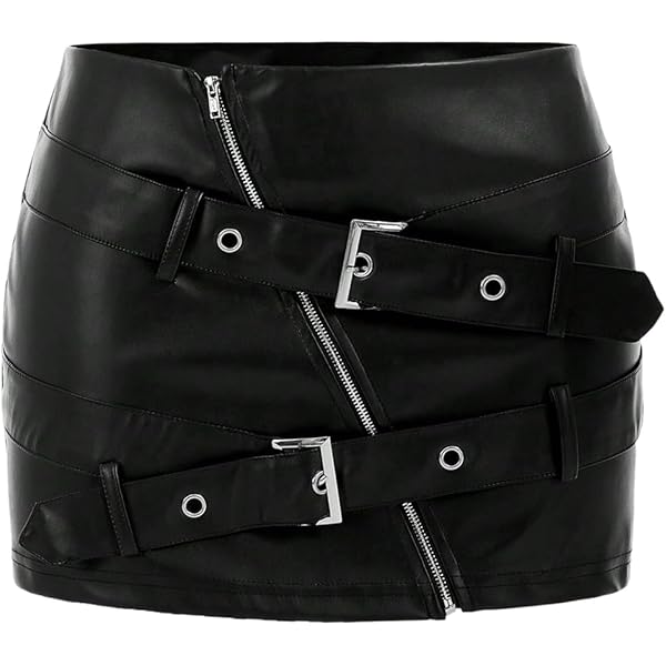 ★ Leey★ LEATHER BUCKLE PLEATED SKIRT BLACK P0000EIR 61jw5DQf6AL._SY350_QL65_.jpg