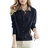 LAI MENG FIVE CATS Women's Casual Collared Knit 2 in 1 Pullover Shirt Long Sleeve Blouse Top