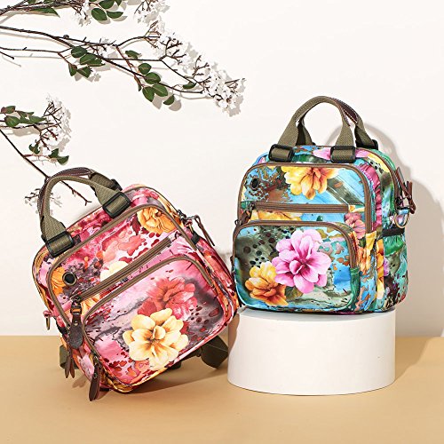 Womens Fashion Crossbody Shoulder Bag Flower Printing Purse Handbags Multi Purpose Shoulder Backpack