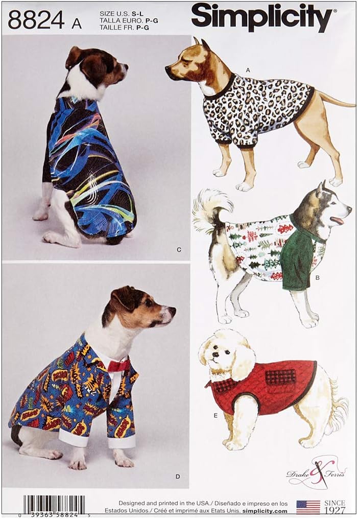 Amazon Com Simply Creative Group Simplicity 8824 Dog Coats In Three Sizes A Sizes S M L Multi Arts Crafts Sewing