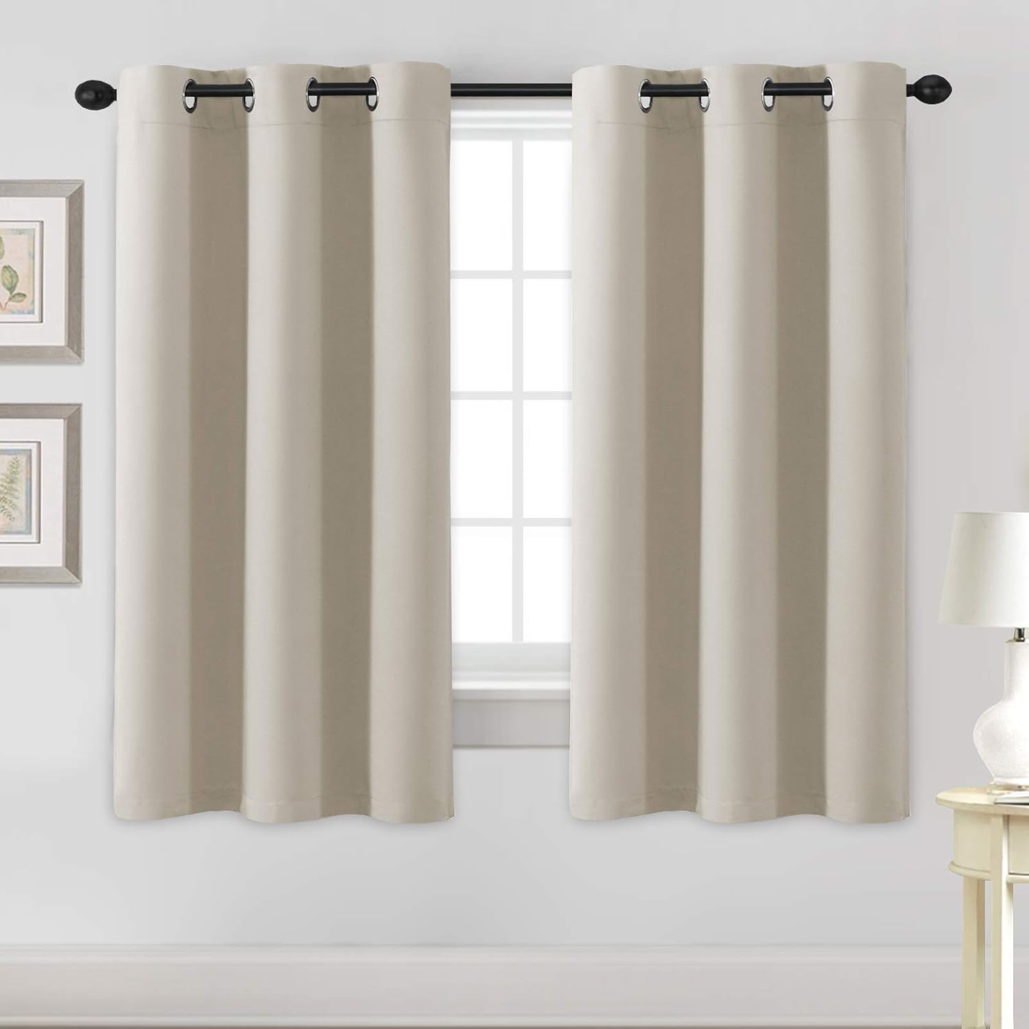 Window Treatments - H.VERSAILTEX Blackout Curtains for Bedroom Thermal Insulated Room Darkening Living Room Curtains 63 Inch Long Grommet Privacy Protection Window Curtain Panels/Drapes for Nursery,2 Panels,Ivory/Cream