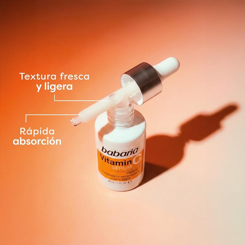 Babaria - sérum facial vitamina c 30ml | cuidado facial feminino antienvelhecimento | vitamina c sérum pele luminosa | tratamento antioxidante | anti-manchas | uso diário dia e noite | 100% vegano
