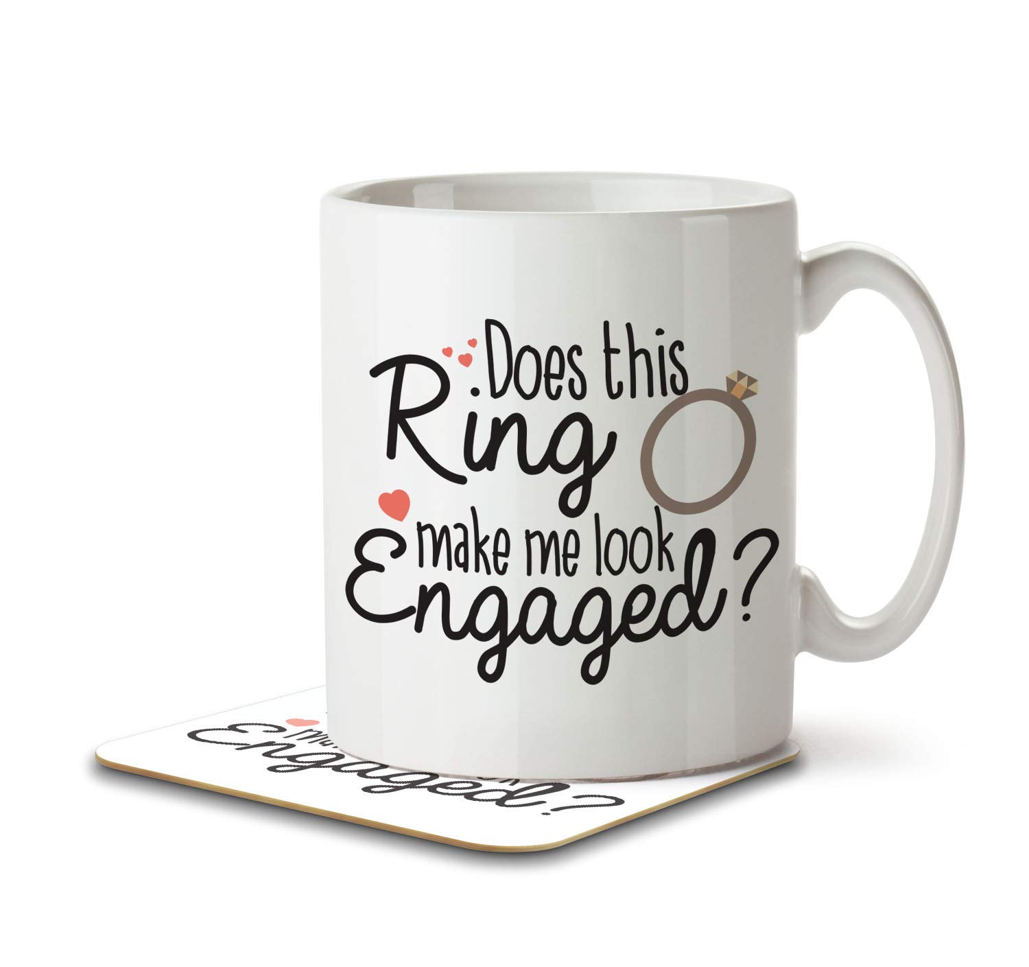 The Inky Penguin - Does This Ring Make Me Look Engaged? - Fiancé Mug and Coaster, Ceramic, 11fl. oz.