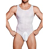 EHSUYAB Men's Sexy Lingerie, Ribbed Sheer Mesh Bodysuit, Shapewear Sissy Clothes Gay Club, Tank Top Muscle Suit Rave Outfits