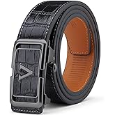 VANNANBA Mens Ratchet Belts Genuine Leather Belt with Automatic Buckle Alloy Gift for Men