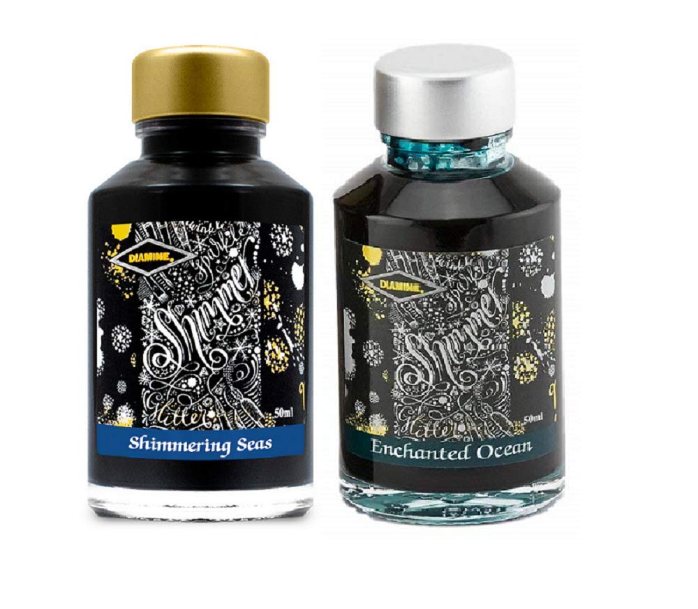 Diamine - 50ml Fountain Pen Ink 2 Pack - Enchanted Ocean & Shimmering Seas