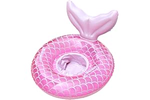 WELLINOLOGY Baby Mermaid Pool Float with Seat and Handle for Baby Toddler, Pool Tube Ring Toys Summer Kiddy Beach Inflatable Swim Float for Girl Toddler Outdoor