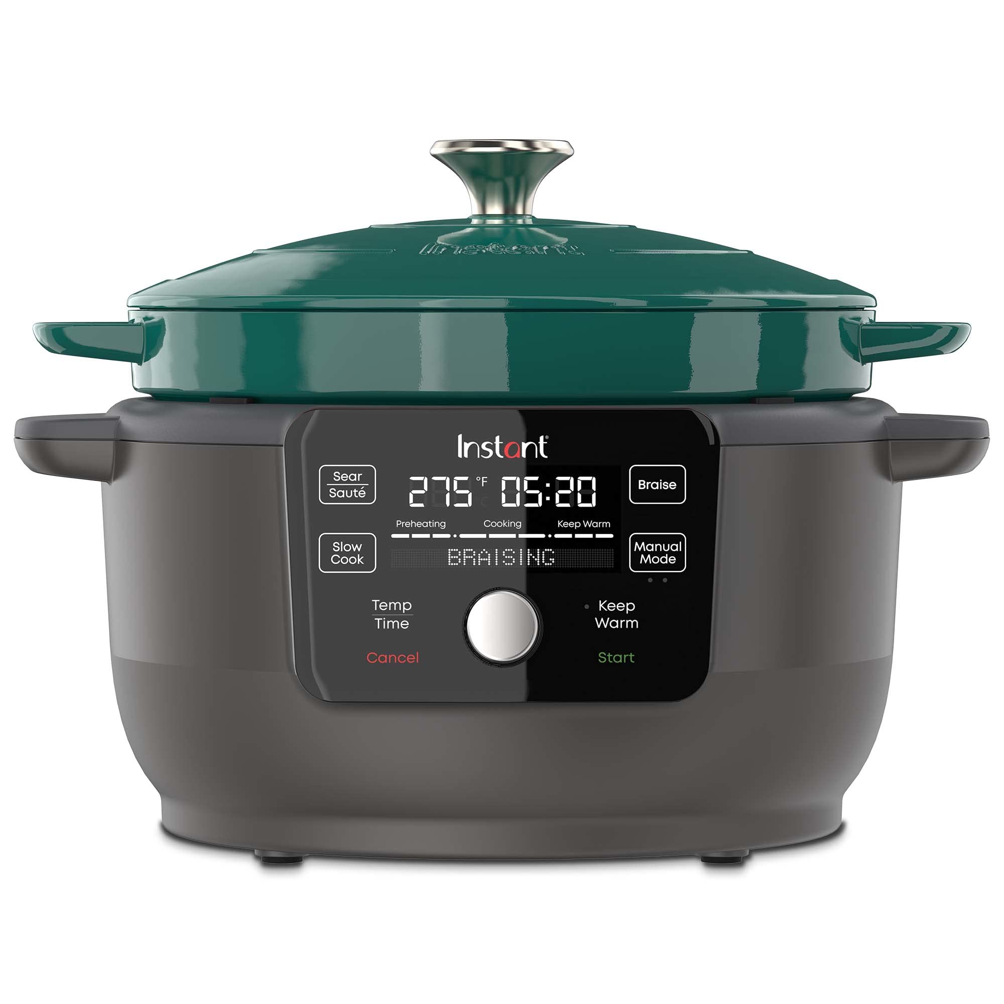 Photo 1 of ***FOR PARTS ONLY/NON-FUNCTIONAL**** Instant Electric Round Dutch Oven, 6-Quart 1500W, From the Makers of Instant Pot, 5-in-1: Braise, Slow Cook, Sear/Sauté, Cooking Pan, Food Warmer, Enameled Cast Iron, Included Recipe Book, Green