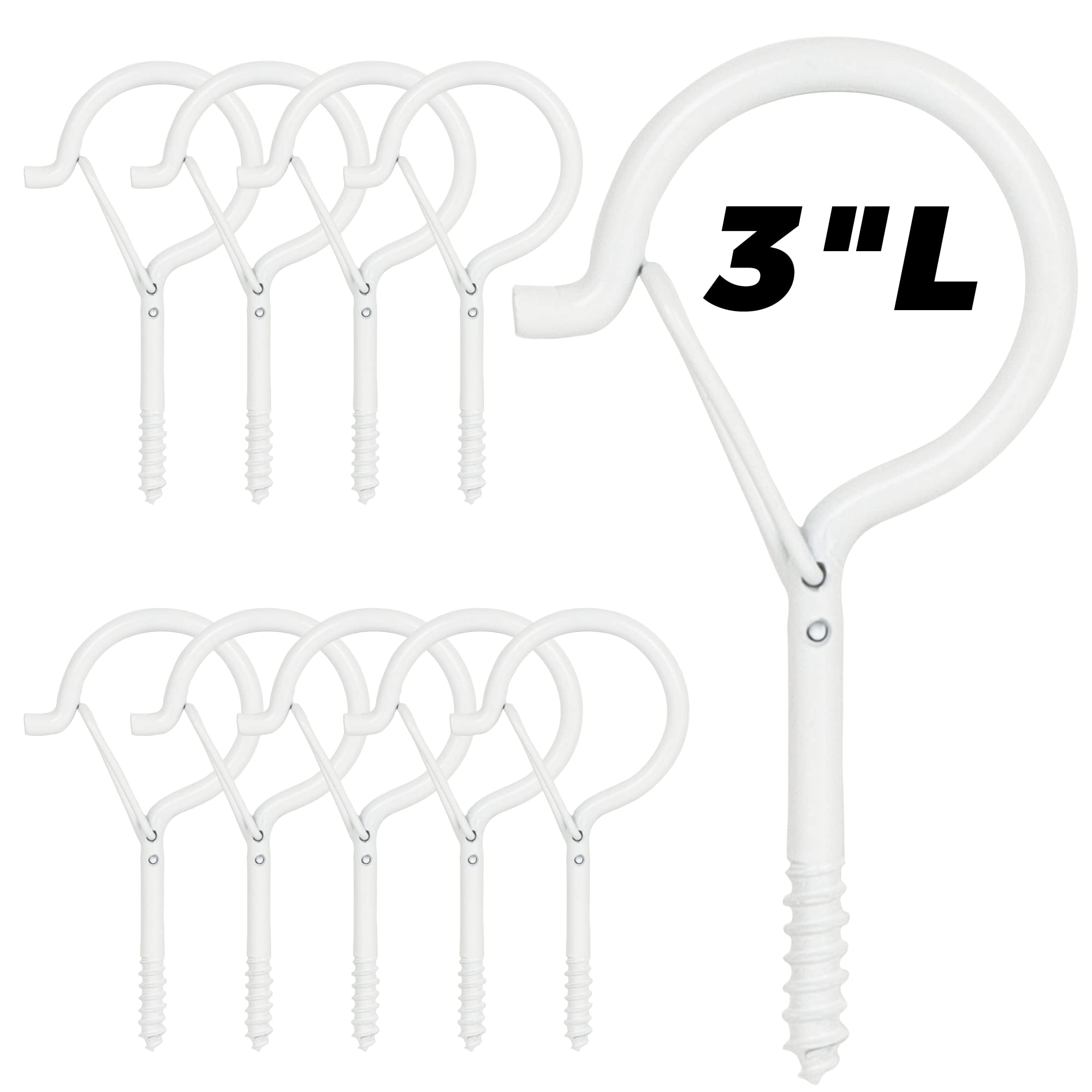Photo 1 of Ansxiy 10 PCS 3 inches Q-Hanger Hooks with Safety Buckle, Screw Hooks for Outdoor String Lights, Ceiling Hooks for Hanging Plants, White