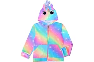 Girls Hoodie Kids Jacket Zip Up Sweatshirt Rainbow Unicorn Clothes with Pockets