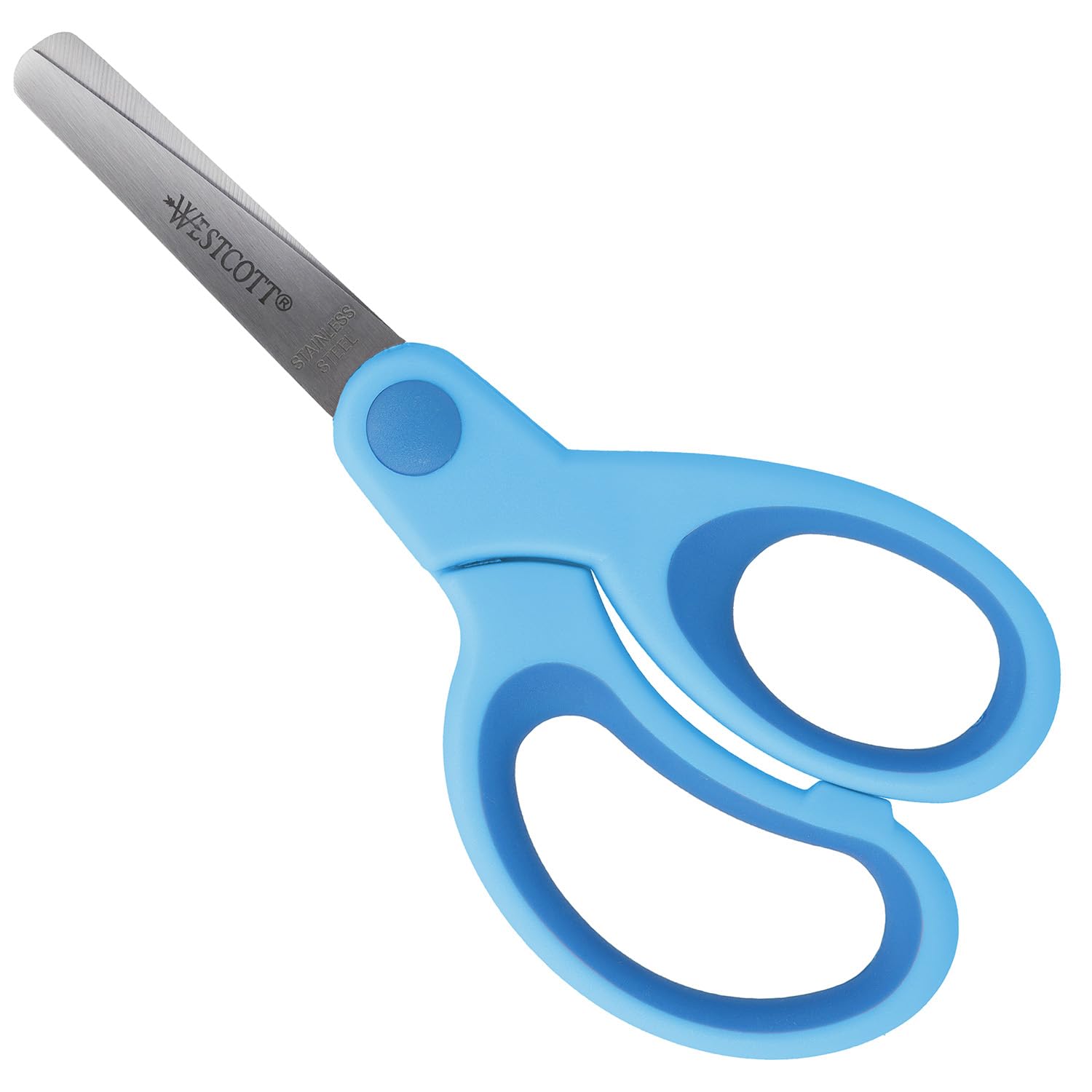 Westcott Softgrip Children's Scissors Blue Right-Handed | Ergonomic Handle for preschoolers | 13 cm (5") Ideal for Children's Hands | Rounded tip | E-21581 00