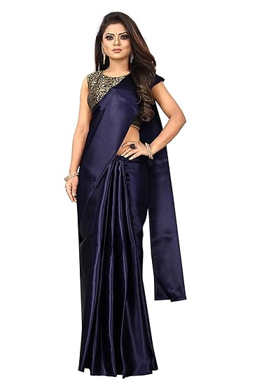 TDC Games silk with blouse piece Saree (MADHURI NAVY_ Blue_ One Size)
