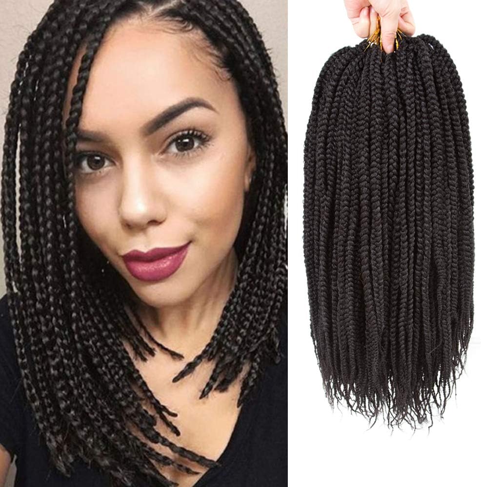 VRHOT 6Packs 12'' Box Braids Crochet Hair Pre Looped Crochet Braids 3S Soft Synthetic Hair Extensions Hairstyles Braiding Hair Style Dreadlocks for Black Women 12 inch (12 inch, 1B#)