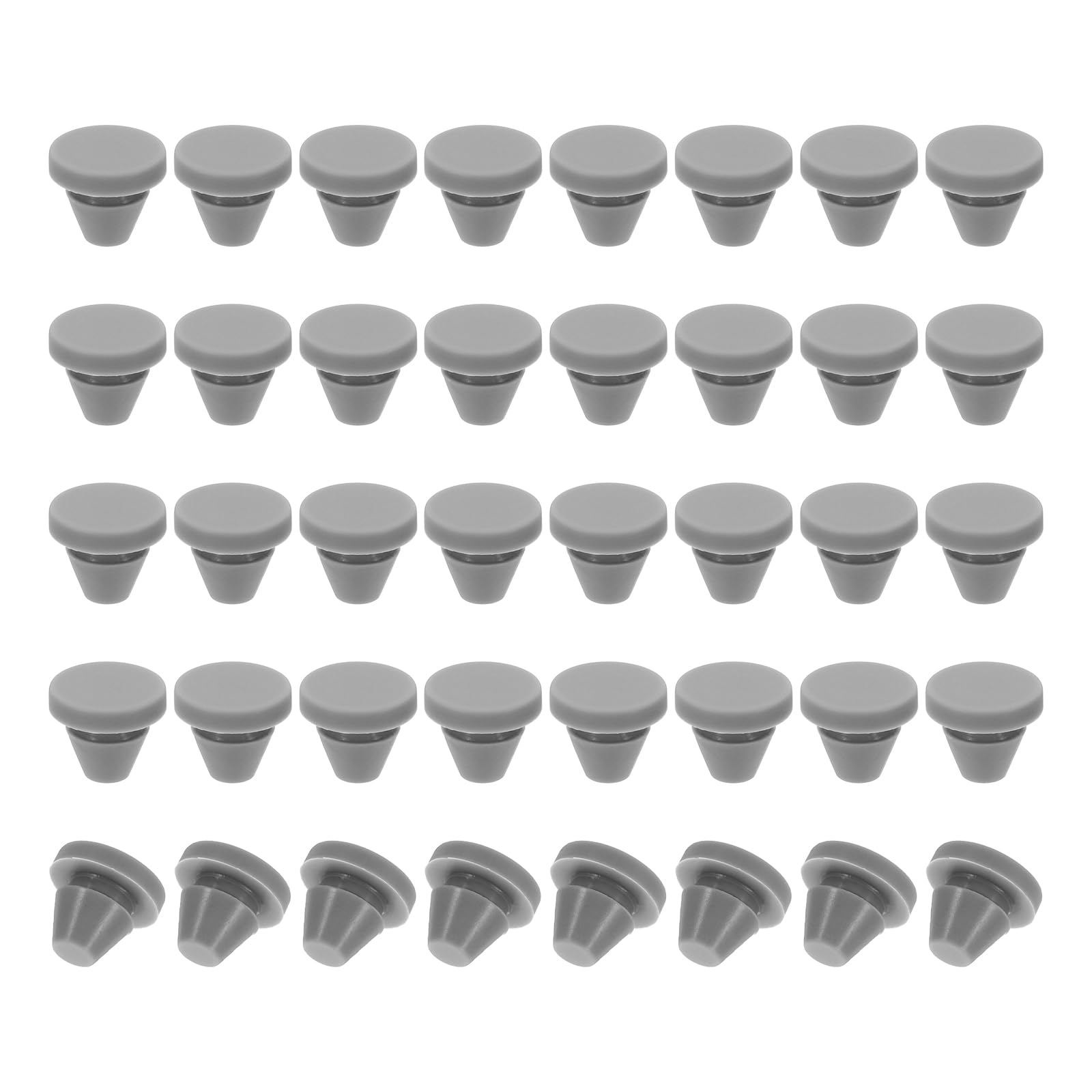 PATIKIL 7mm Diameter Silicone Hole Plug, 40 Pcs Round Snap in Type Locking Furniture Button Protective Cover Cap Head Fit for 7-8mm Hole for Seal Bulkhead Cylinder Hole, Grey