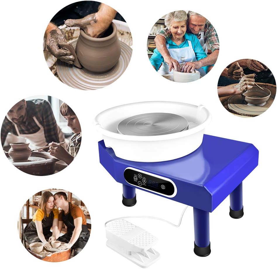 SEAAN Electric Pottery Wheel Machine 25CM Pottery Throwing Ceramic Machine LCD Touch Ceramic DIY Clay Tool for Ceramic Work Art Clay with 10 Pcs Clay Sculpting Tools, Foot Pedal, US Shipping