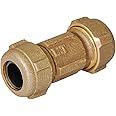 PLUMBFLEX 1/2 In. Nominal Fitting X 3 In. Length Brass Compression Coupling Fitting, With Packing Nut 2234SCR - The Home Depot