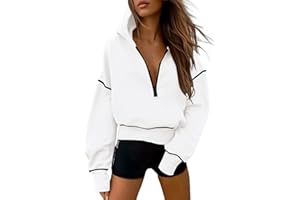 PRETTYGARDEN Women's 2025 Fall Hooded Sweatshirts Long Sleeve Half Zip Cropped Hoodies Pullover Winter Fashion Clothes