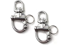 Flomore 70mm Swivel Snap Shackle Marine Grade 316 Stainless Steel Swivel Ring Yacht Sailing Boat Hardware (Pack of 2)