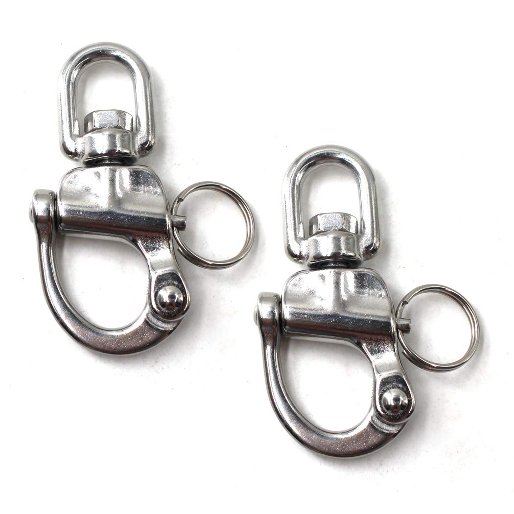 Flomore 87mm Swivel Snap Shackle Marine Grade 316 Stainless Steel Swivel Ring Yacht Sailing Boat Hardware (Pack of 2)