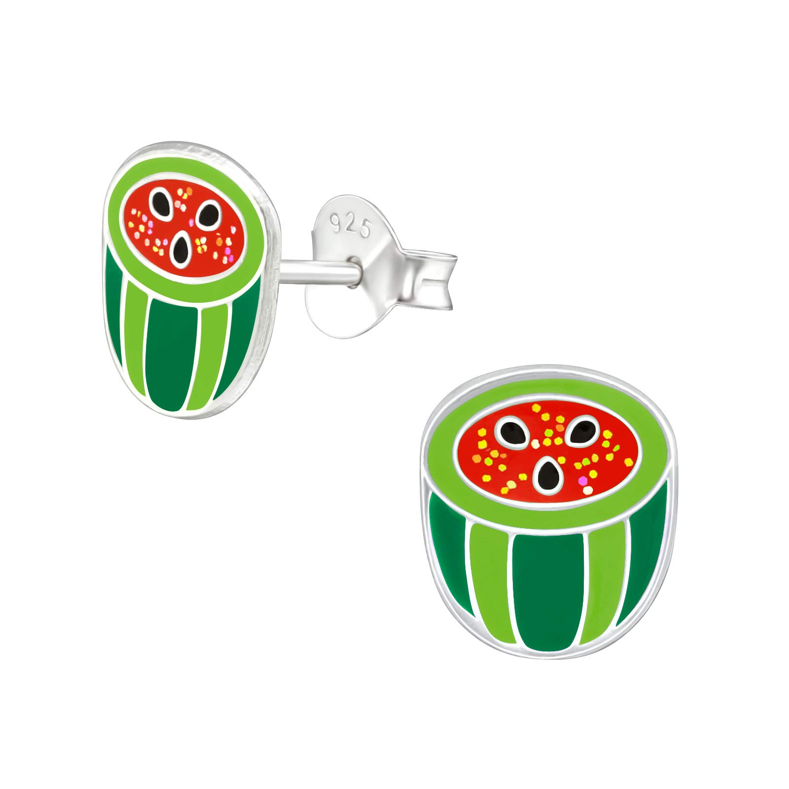 925 Sterling Silver Lightweight Hollow-Back Women 925 Sterling Silver Glitter Watermelon Stud Earrings for Women & Girls – Everyday Jewellery Gift Boxed