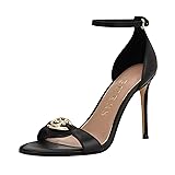 Guess Women's Kabrina Heeled Sandal, Black Leather
