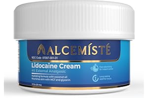 ALCEMÍSTÉ Premium Lidocaine Numbing Cream Extra Strength – Professional-Grade 4% Formula For General Use – Fast-Acting, Long-Lasting Topical Anesthetic Cream for Temporary Relief of Minor Skin Discomfort (1 oz)