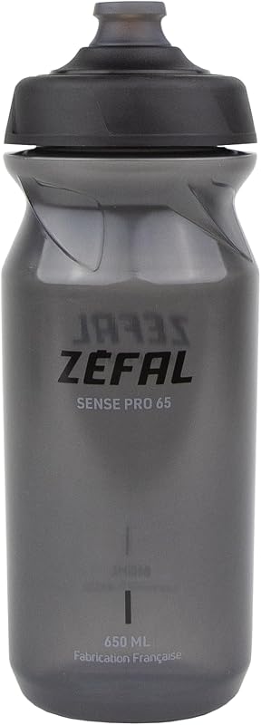 Sense Pro 65 Bidón Bicicleta Negro Ahumado - Botella Ciclismo - Bidón MTB/Bici Montaña o Bicicleta de Carretera - Negro Ahumado, 650ml, 79g - Fabricado en Francia