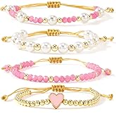 SHINUS BOHO Surfer Heishi Clay Beaded Bulk Bracelets Set for Women Bohemian Stackable Gold Beads Stretch Y2K Kidcore Summer Beach Elastic Layering Friendship Preppy Jewelry
