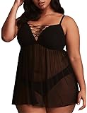 FeelinGirl Plus Size Sexy Babydoll Set for Women XL-4XL