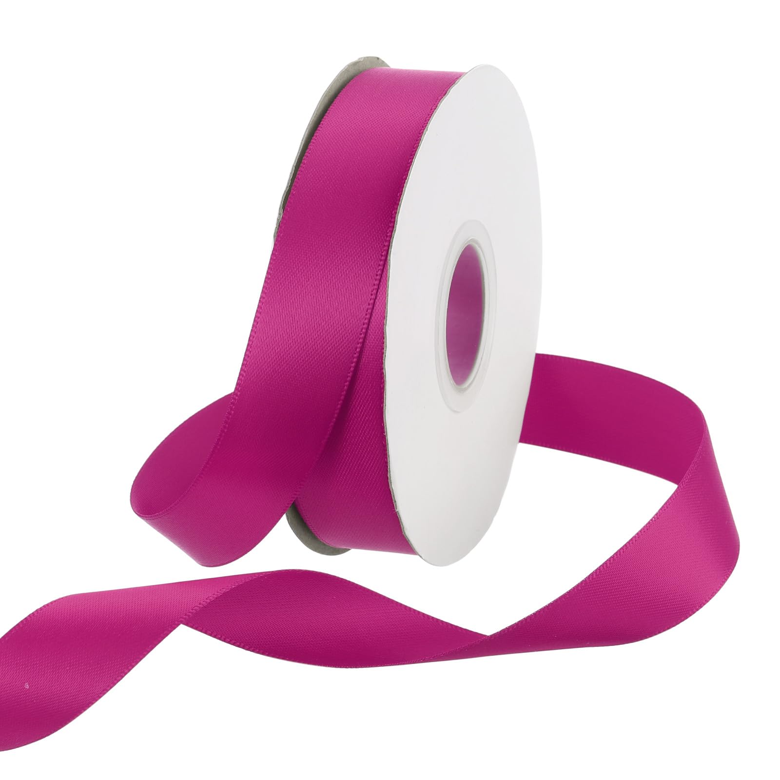Rebower 20mm Satin Ribbon 46m Thick Double Face Grosgrain Silk Ribbon, [for Gift Wrapping, Hair Bows, Wedding, Cake, Flower] - 50 Yard/150ft/ Rose Red — image 1
