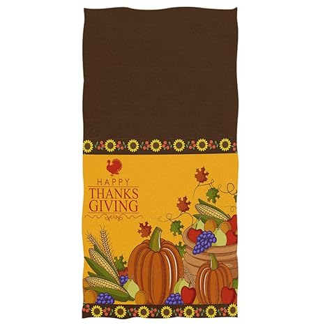 Wamika Thanksgiving Turkey Pumpkin Hand Towels Autumn Pumpkin Bath Bathroom Towel Multipurpose Fingertip Towels Highly Absorbent For Bath Hand Face Gym Spa 30 X 15 Inch Fingertip Towels