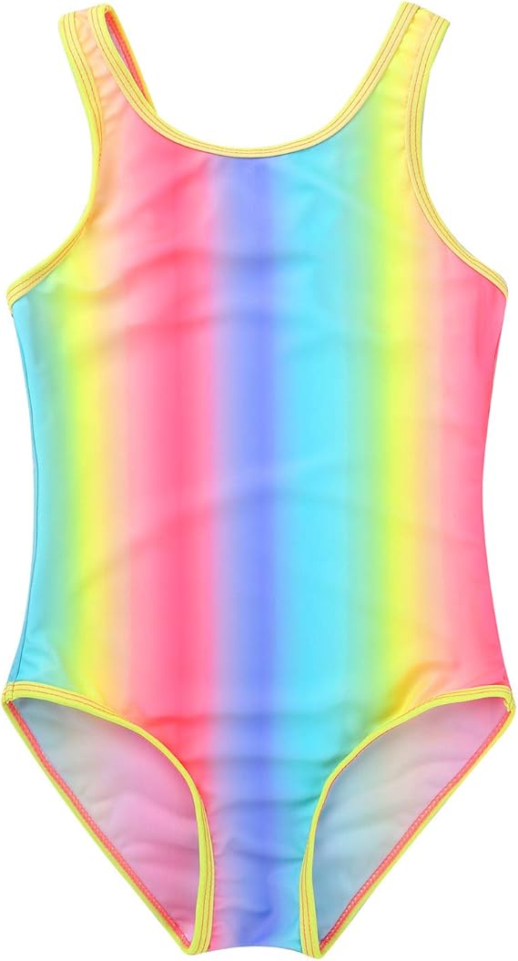 iiniim Kids Girls One Piece Swimsuit Rainbow Swimwear Bathing Suit