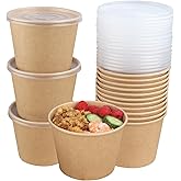 JAYEEY 36 oz Disposable Kraft paper bowls with lids, Food containers Soup Bowls Party Supplies Treat Bowls 40 Pack
