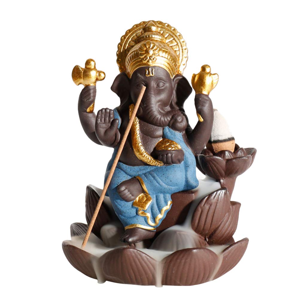 SUPVOX Backflow Incense Burner Elephant Statue Handmade Ceramic Incense Holder for Home Meditation Yoga Decor