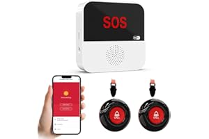 SANJIE WiFi Smart Wireless Caregiver Pager Call Button System Emergency Alert System Life Alert Button for Seniors Patient Disabled Elderly 2 SOS Panic Button 1 Receiver(only Supports 2.4GHz Wi-Fi)