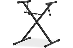 AODSK Single-X Keyboard Stand Adjustable Width & Height,Piano Stand with Locking Straps & Quick Release Mechanism-Adjust height in one second