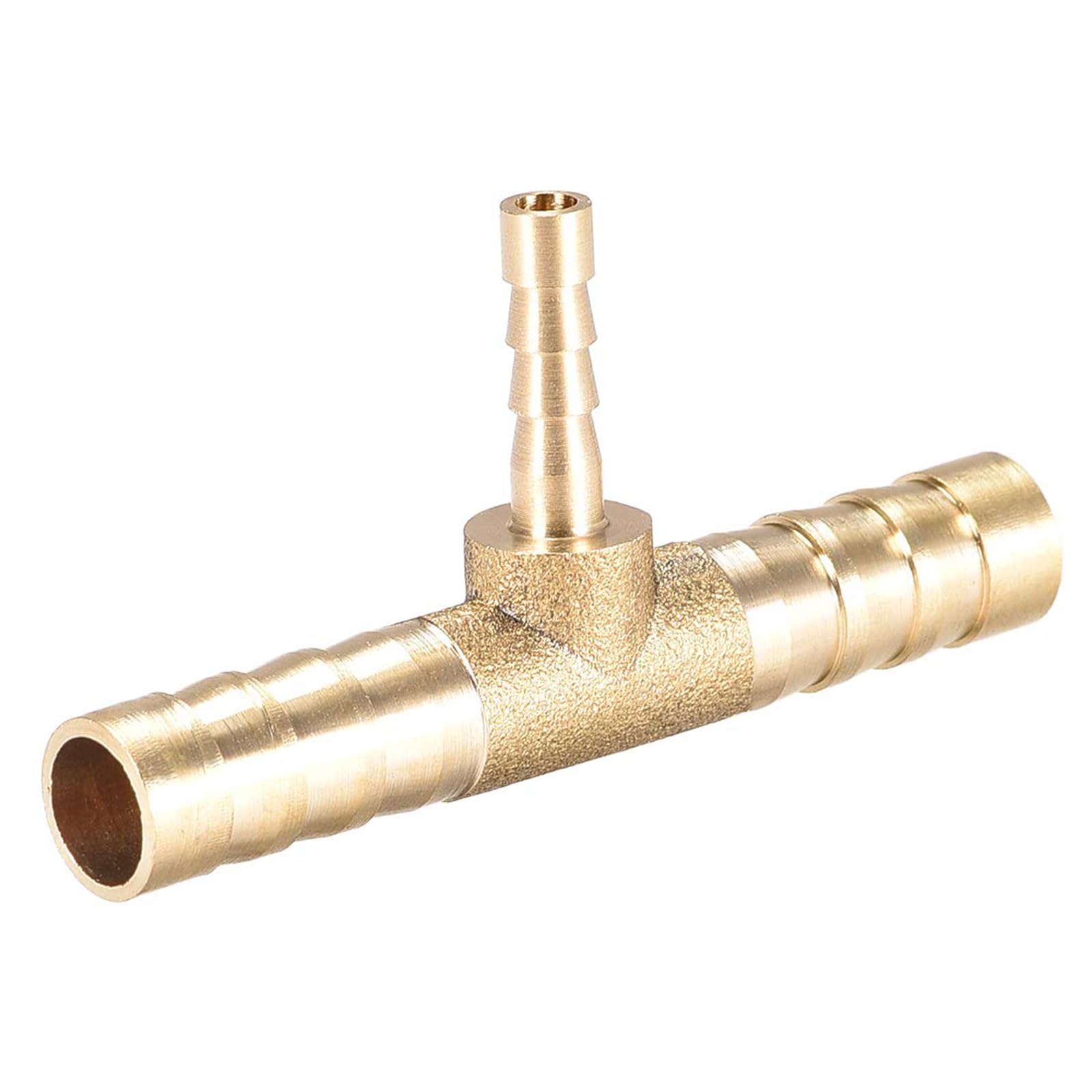TA-VIGOR Brass Tee Barb Reducer Fitting, 3 Way Splitter Connector Hose Fitting, T-Shaped Pipe Connector, Hose ID 8mm x 4mm x 8mm