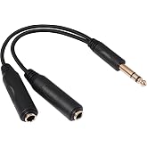 SiYear 6.35mm 1/4 inch Male Plug Stereo to 2 Dual 1/4 "TRS Female Jack Connector Audio Speaker Cable, Y Splitter Adapter Cable (20CM / 8Inch)