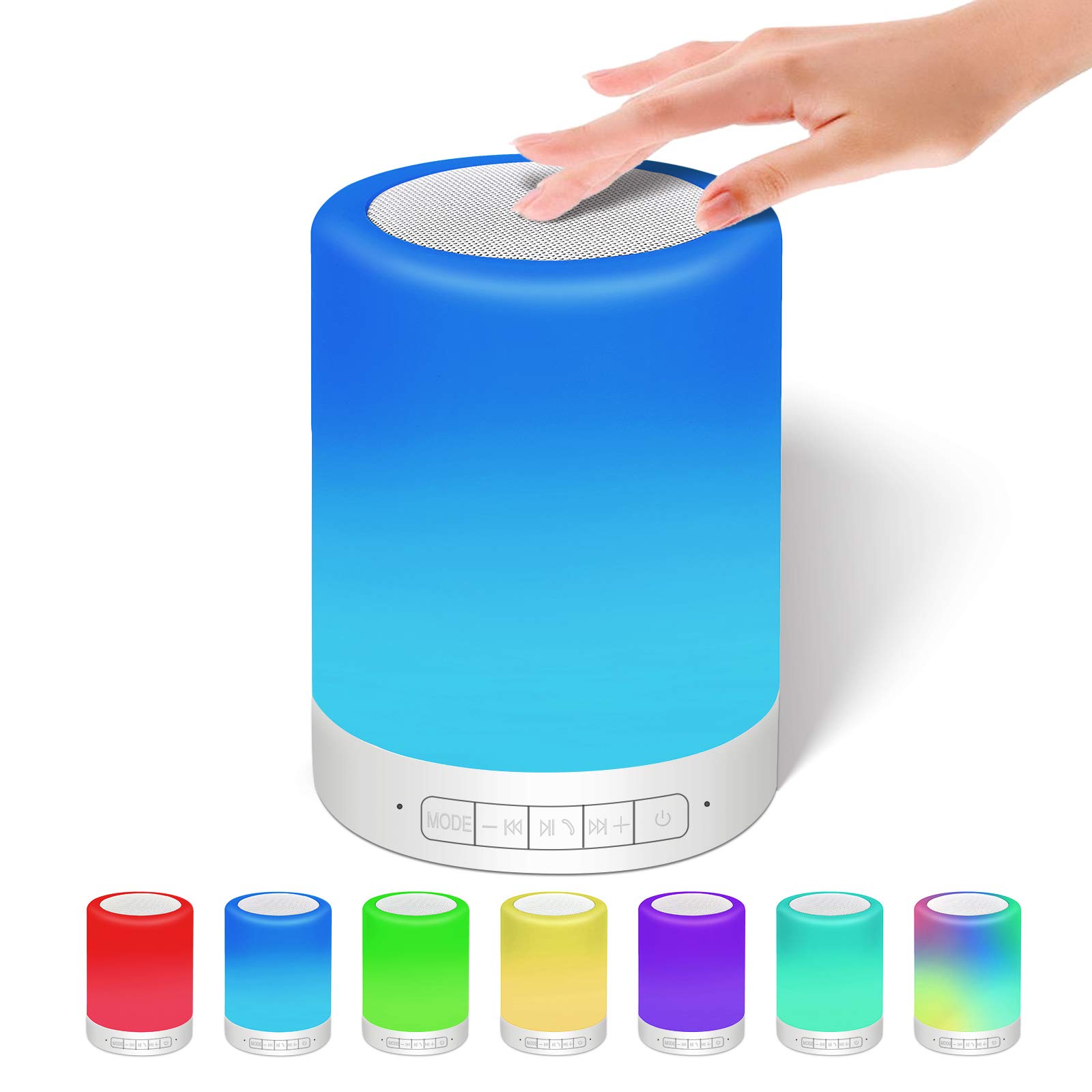 Bedside Lamp Night Light Bluetooth Speaker, Yeewarm Touch Control Mood Light with 3 Touch Dimmable Modes and 7 Colors Switch Rechargeable, Gift for Women Men Teens Kids