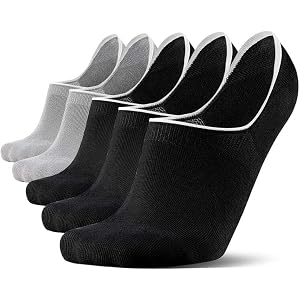 mqamex Men's no show socks,5 pack low cut short cotton sock with arch support,Loafer Sneakers socks with Non Slip Grips (US,