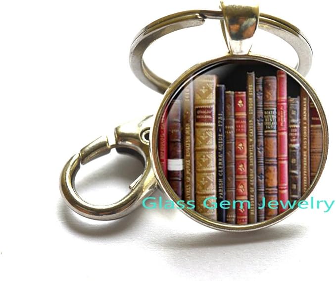 Shabby Bookshelf Keychain, book Key Ring book jewelry book