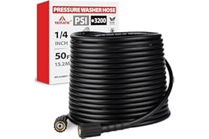 YAMATIC Pressure Washer Hose 50FT 1/4" ID, Standard (2) M22 Brass Fittings, 3200 PSI Kink-Resistant Replacement for Ryobi, Troy Bilt, Greenworks, CRAFTSMAN M22 Threads Power Washers