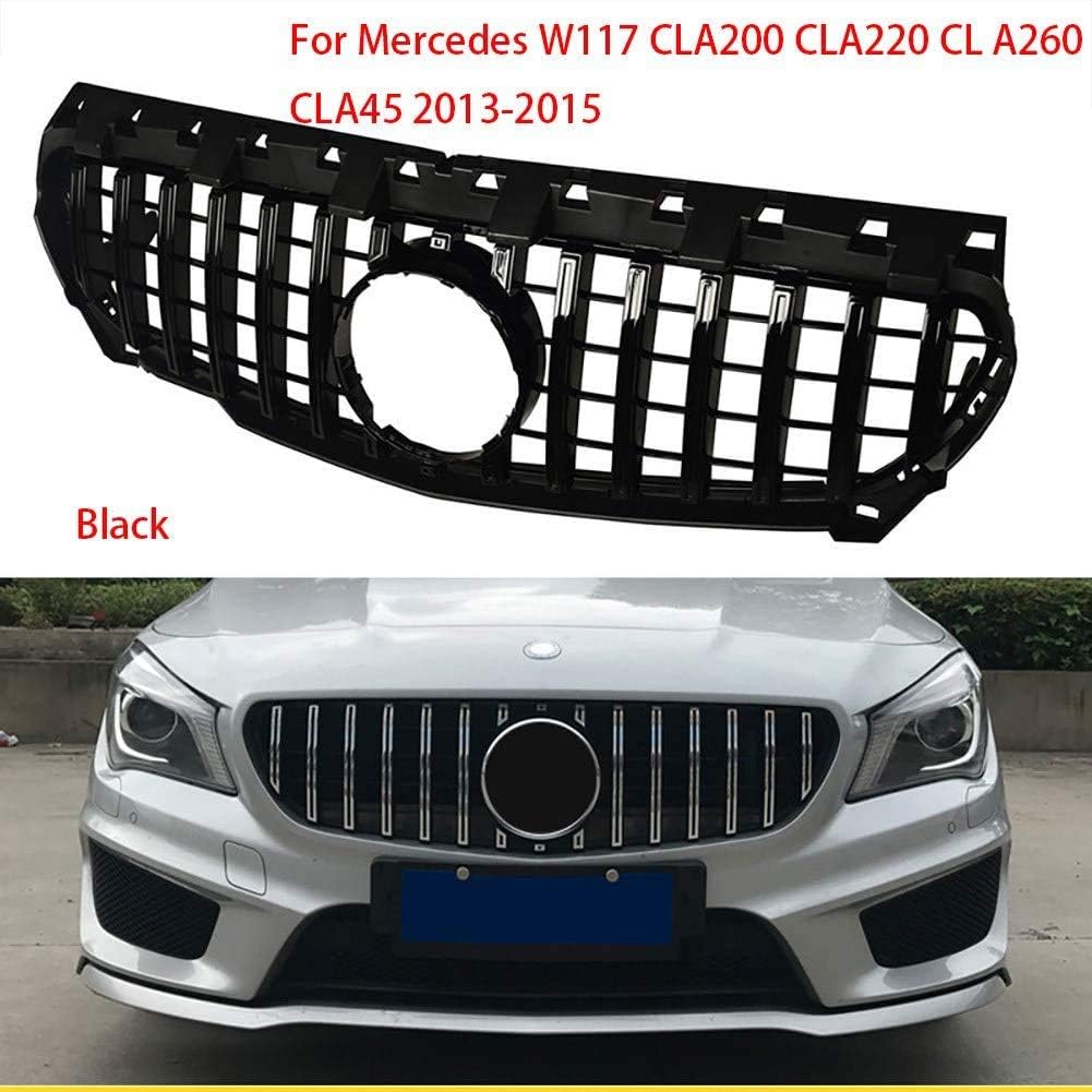 THDM Abs Frontgrill Passend Für Mercedes-Benz Cla Klasse W117 Gtr Gt R Cla200 Cla220 Cla260 Cla45 2013-2015 Ohne Emblem,Silver,Black