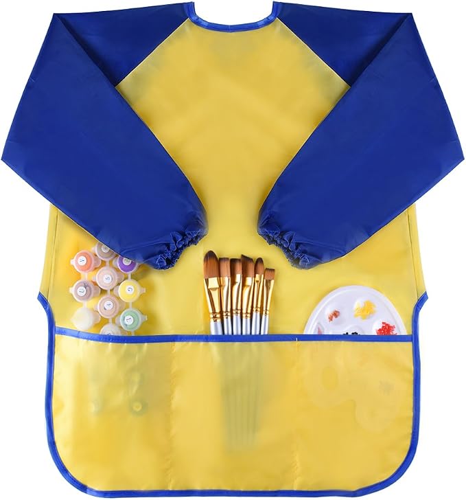 Tablier De Peinture Enfant Imperméable - Nylon, Fermeture Zip Dos - Taille 60x44 Cm - Pour école, Atelier, Cuisine (5-8 Ans)
