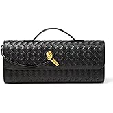 DST Gainbow Woven Clutch Purses for Women, PU Leather Evening Bag,Crossbody Shoulder Handbag with Detachable Strap