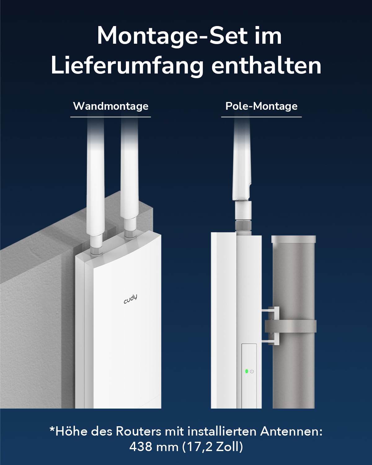Cudy Outdoor AX3000 High Power WiFi 6 Access Point, IP65 wetterfest, Externe High Power FEMs, Gigabit RJ45 Ports, unterstützt 802.3at oder 48~57V Passive PoE, Blitzschutz, MU-MIMO 7