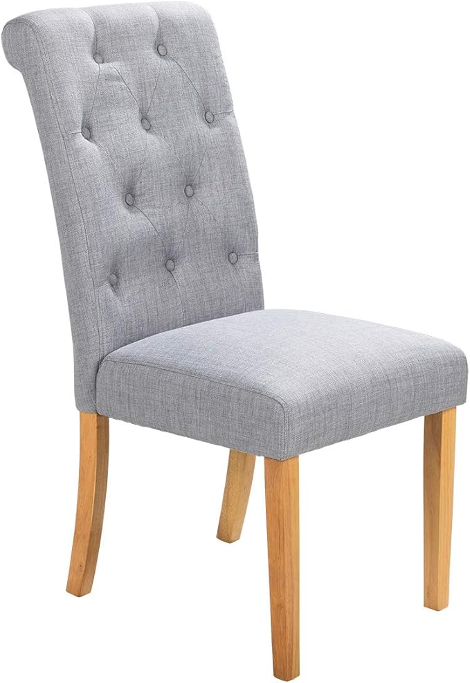 Lifestyle Furniture Romano Scroll Back Dining Chair in Grey Linen with