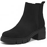 REDTOP Women's Chelsea Boots Elastic Chunky Block Heel Platform Lug Sole Ankle Booties