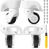 Silkfly 4 Pcs Luggage Suitcase Wheels Replacement Repair Kits,White,Large | Suitcase Wheels Replacement Travelers Wheel Replacement with Screw Left and Right Wheels Mute Bearing Swivel for Luggage
